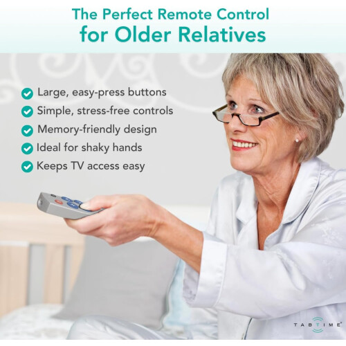 TabTime Big Button Pilot TV - Easy to Use i Set Up - Universal - Basic Television Pilot - Dementia Friendly Gifts (Silver) 2