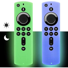 2 Stück Fire TV Stick Fernbedienungshülle (Leuchtet im Dunkeln) Kompatibel mit Fire TV Stick 4K 2018 Alexa Sprachfernbedienung (Grün und Hellblau)
