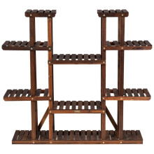 Houten plantenstandaard met 9 lagen, bloemenrek, 125 x 25 x 114 cm, bruin