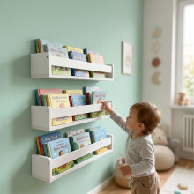 Gyerek fali polc szett, 3 db, fehér MDF, 58 cm