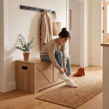 Pajta stílusú tárolópad, világosszürke, 100x40 cm, MDF