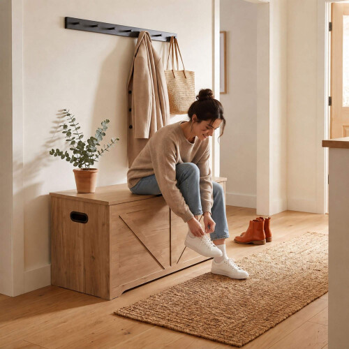 Pajta stílusú tárolópad, világosszürke, 100x40 cm, MDF