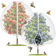 (2.4x2.5M) 2 Pack Fruit Tree Net 240x250cm with Zipper and Drawstring, Fine Mesh Bird & Insect Protection Net for Plants and Shrubs, UV Resistant