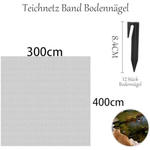 4x3m Pond Net Fine Mesh Polyethylene Bird Net with 12 Ground Anchors, Fruit Tree Net, Chicken Net, Balcony Net 1