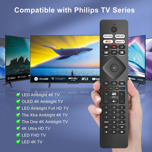Replacement para Philips-TV-Comando, Universal para-Philips-Ambilight Smart 4K OLED HD FHD TV 1