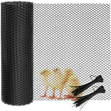Garden Plastic Woven Fence 40cm x 5m Black Versatile Pet Barrier Net Chicken Poultry Rabbit Fence with 50 Zip Ties for Garden Balcony Protection