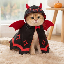 (Red, L) Halloween Pet Bat Wings Cloak Cute Cosplay Costume Dress Up Outfit for Cats Small Dogs Festival Party Clothes