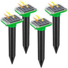 4 Pack Solar Mole Repellent Outdoor Waterproof Ultrasonic Animal Deterrent for Yard Lawn Garden Black