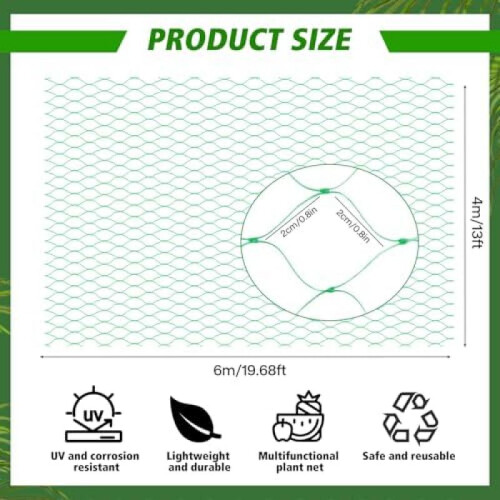 (1, A) 4x6m Fine Mesh Bird Net Garden Fruit Tree Protection Net Green Durable 1