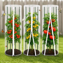 (45*155cm) 3 Pack Round Plant Protection Net 45x155cm Fine Mesh Vegetable Cover with Zipper Drawstring for Tomato Trellis Bird Insect Barrier No Frame