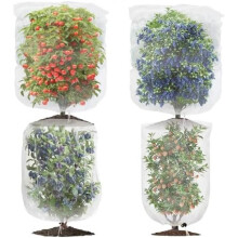 KUWUNG 4 Pack Plant Protection Net with Drawstring, Insect Bird Barrier Mesh for Vegetables Flowers, 100x150cm
