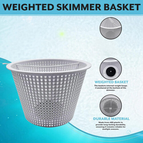 2X Cesta de Skimmer com Peso de 8 Polegadas para SP1070, Cesta de Skimmer Resistente para Manutenção de Piscinas, Peso e Alça Incluídos 2