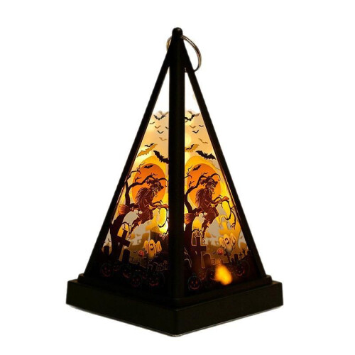(Pumpkin) Halloween Decoration Triangular Square Base Lantern LED Candle Light 2026 New Creative Prop Decorative Small Portable Lamp