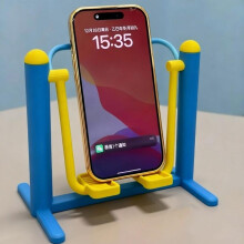(Dark blue) Creative Building Block Phone Stand, Lazy Bracket for Drama Watching, Cute Desktop Decoration, Fitness Equipment Shape