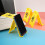 Desk Phone Stand with Warning Sign & Mirror, Foldable Portable Creative Desktop Decoration 1