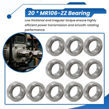 20Pcs MR106-ZZ Bearing 6 x 10 x 3mm Metal Shielded Bearing Pre-Lubricated with Grease Radial Bearing