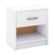 Mesa de noche compacta 38,5 x 28 x 40,5 cm con cajón y estante abierto