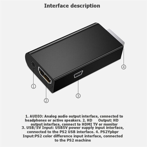 Adaptador Conversor Compatível com para Ps2 para  com Conector de Áudio de 3,5 mm, 480i, 480p e 576i para  2 em Todos Os Modos. 1