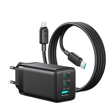 GaN 65W Multi Port Charger Plug 65W GaN Charger Type-C Fast Charging USB-C for Laptops & Phones TG10 Black EU Plug