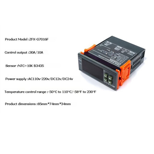 ZFX-G7016F Digital Thermostat Temperature Controller Microcomputer Digital Display Temperature Control  B 2
