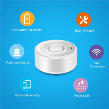 2 Stück Tuya WLAN-Wasserleckmelder mit 100 DB Lautem Alarm, Geeignet für Küche, Keller und Haushalt