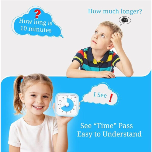 Visual Timer for Kids and Adult, 60-Min Countdown Timer,Cute Timer with Silicone Case for Homeschool Study Lightblue 1