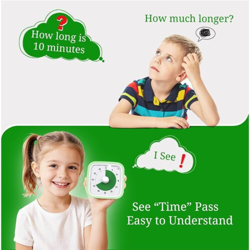 Visual Timer for Kids and Adult, 60-Min Countdown Timer,Cute Timer with Silicone Case for Homeschool Study Lightgreen 2