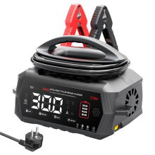 30A Battery Charger, 12V/24V Battery Maintainer Trickle Charger Pulse Repair LiFePO4 Lead WET Battery EU Plug
