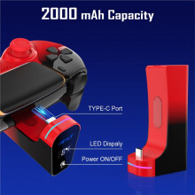 MIMD Oplaadkit voor Ps5-Controller 2000mAh USB Type-C Batterij met LED-Display, Gamingaccessoires B