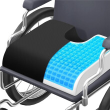 Cushion, Gel Wheelchair Cushion, Black Wheelchair Cushion Cooling Gel Memory Foam, Tailbone Pain Relief
