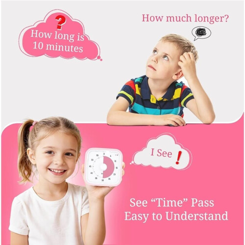 Visual Timer for Kids and Adult, 60-Min Countdown Timer,Cute Timer with Silicone Case for Homeschool Study Lightpink 1