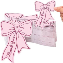 100pcs Bow-Adorned Thank-You Cards,DIY Blank Cards for Weddings, Party Favors, Invitations, Business Gift Packaging B