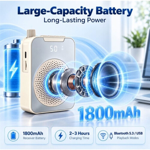Portable Wireless Headset Microphone and Amplifier for Teaching for Classroom,Speech,Training Outdoor Charging &Storage