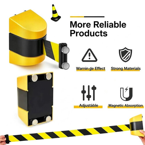 Cassette with Black and Yellow Striped Retractable Belt 5 M 2