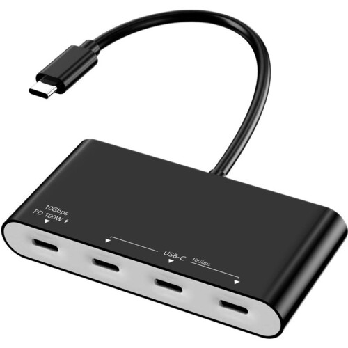4-in-1 USB-C Hub Adapter with PD100W 10Gbps 4 USB-C 3.2 Gen 2  USB-C Splitter