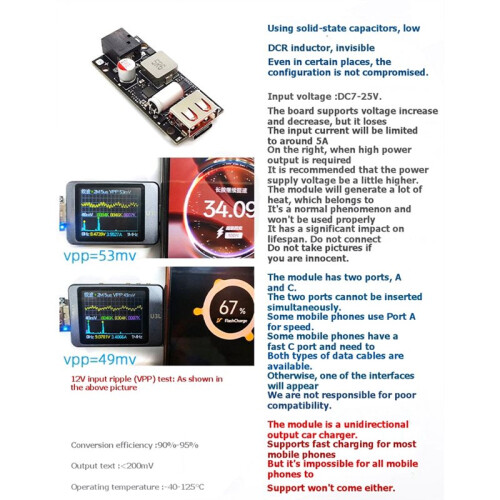 PD 65W Super Fast Charging Module DC7-25V Multi Protocol QC3.0 Mobile Fast Charger Car DIY Modify Buck-Boost Module 1