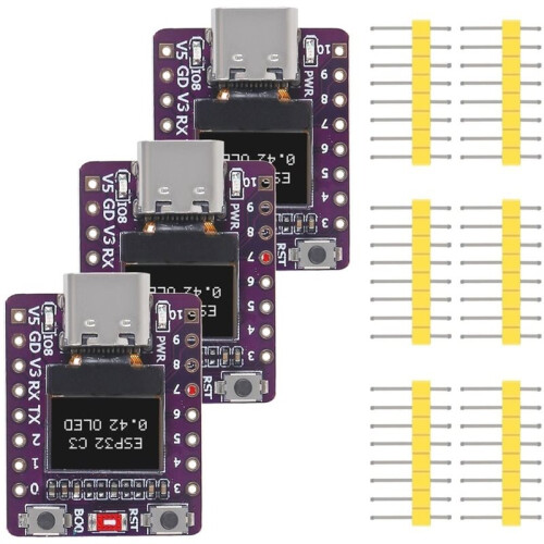 3PCS ESP32-C3 Development Board WiFi  Module with 0.42 Inch OLED Display 4MB Flash Ceramic Antenna USB Type-C
