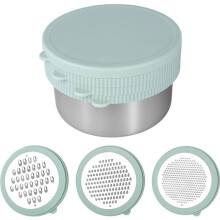 1 Râpe Multifonctionnelle 4 en 1 en Acier Inoxydable (avec Récipient et Couvercle) - Râpe, Tranche et Épluche