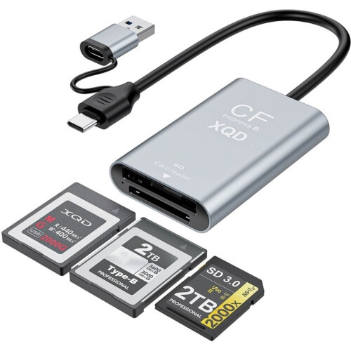 CFexpress Type B/XQD/ Card Reader USB3.2 Gen2 10Gbps High Speed Card Reader Adapter Dual Slot Memory Card Reader 1