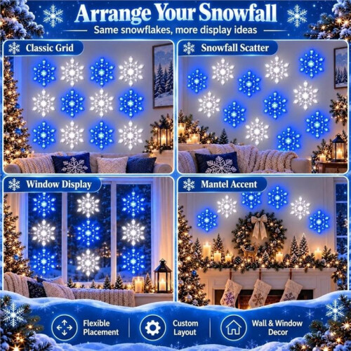 Luminária de Parede LED em Formato de Floco de Neve, 12 Modelos Sortidos, Ideal para Quarto e Sala de Estar 2
