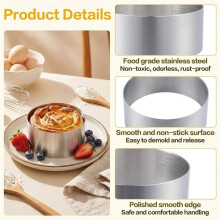 8Pcs Hamburger Bun Mold, Seamless Thickened 4 Inch Nonstick Crumpet Rings Stainless Steel Burger Mould, Pancakes