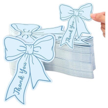 100pcs Bow-Adorned Thank-You Cards,DIY Blank Cards for Weddings, Party Favors, Invitations, Business Gift Packaging A