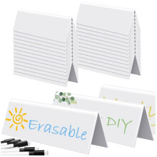 20 Sets Dry Erase Name Tent Cards 8.7 X 2.8 X 1.9 Inch Reusable Name Plate Dry Erase Name Tent Card with Black Markers