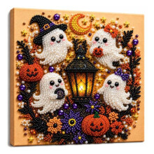 Diamond & Pearl Art Kits voor Volwassenen, Ingelijste Halloween-Decoratie, 10x10 Inch DIY Wanddecoratie voor Binnen, Cadeau voor Halloween