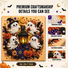 Diamond & Pearl Art Kits voor Volwassenen, Ingelijste Halloween-Decoratie, 10x10 Inch DIY Wanddecoratie voor Binnen, Cadeau voor Halloween