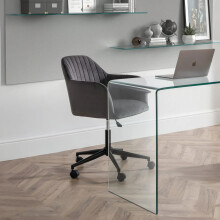 Kahlo Velvet Swivel Office Chair- Grey/Black