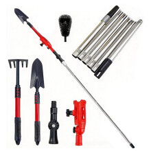 Telescopic Gutter Cleaner with 180 Swivel Brush, Rake & Shovel for Safe Ladder-Free Cleaning