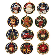 Kit de Arte com Pérolas e Diamantes para Decoração de Natal (12 Peças), Ideal para Adultos. Inclui Barbante para Decorar Árvores e Janelas.