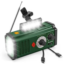 Rádio Portátil de Emergência com Energia Solar e Manivela, Rádio Meteorológico NOAA, AM/FM/WB, SOS, Lanterna LED e Bateria Externa de 2000 MAh.