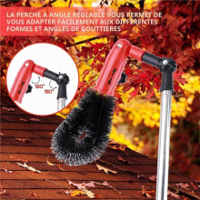 Telescopic Gutter Cleaner with 180 Swivel Brush, Rake & Shovel for Safe Ladder-Free Cleaning